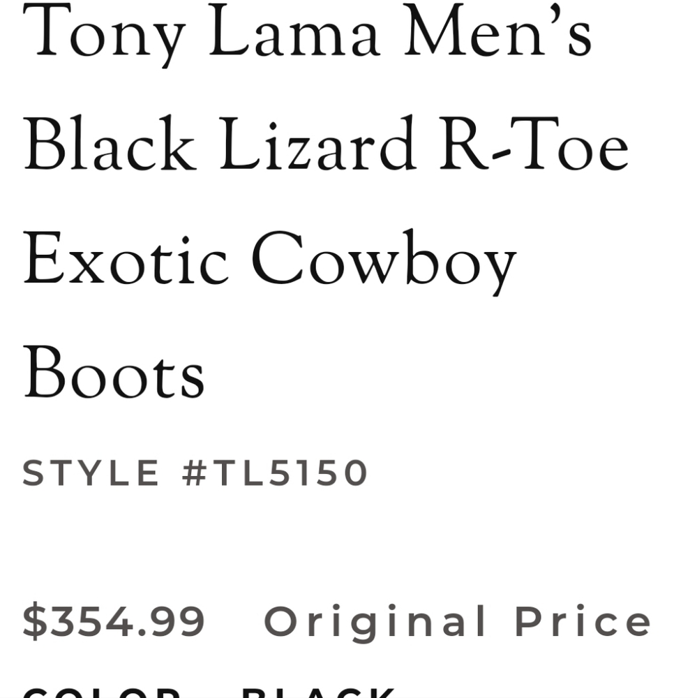 Men's Tony Lama Lizard R-Toe Exotic Boots Black